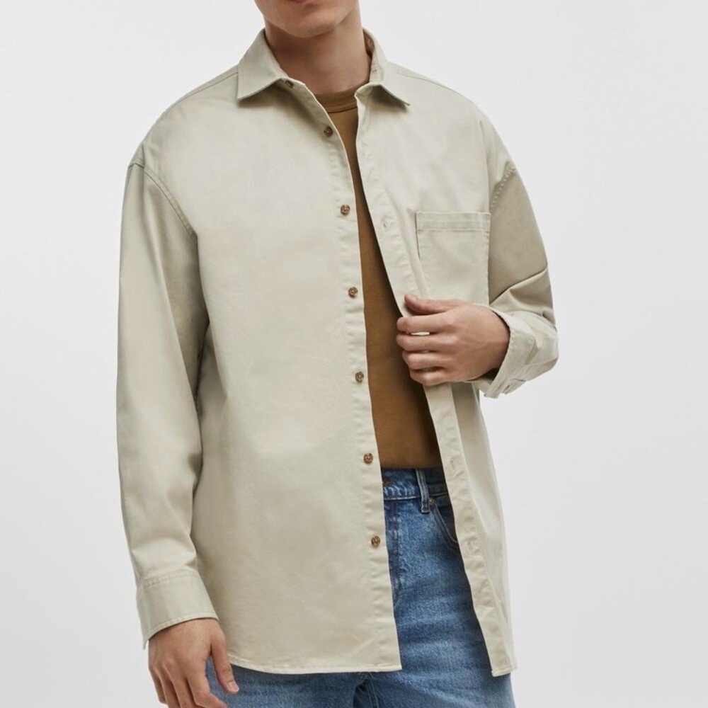 Classic Tan Macy’s Mode of One Utility Button-Down Collared Shirt for Men